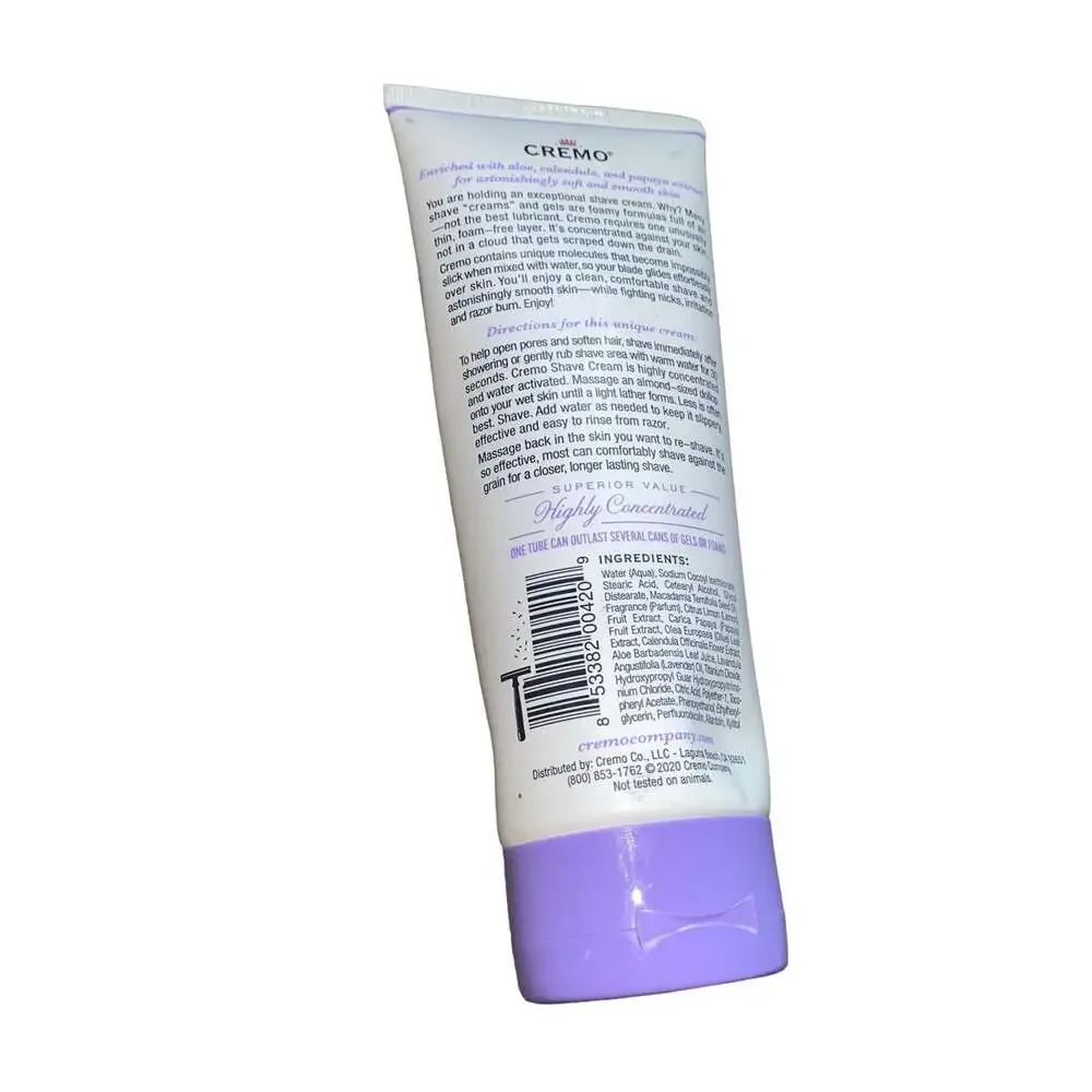 Cremo French Lavender Moisturizing Shave Cream, Lavender Bliss, 6 Fl Oz New